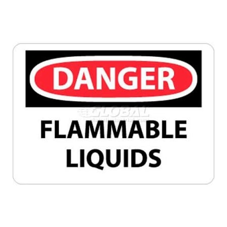 National Marker Co NMC OSHA Sign, Danger Flammable Liquids, 10in X 14in, White/Red/Black D38RB
